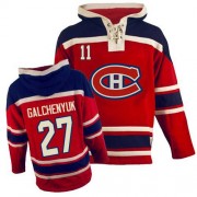 Old Time Hockey Montreal Canadiens 27 Men's Alex Galchenyuk Red Authentic Sawyer Hooded Sweatshirt NHL Jersey