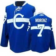 Reebok Montreal Canadiens 7 Men's Howie Morenz Blue Authentic Third NHL Jersey