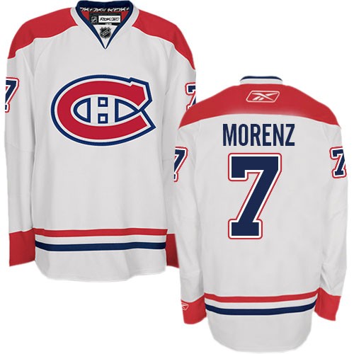 Reebok Montreal Canadiens 7 Men's Howie Morenz White Premier Away NHL Jersey