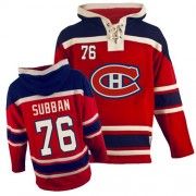 Old Time Hockey Montreal Canadiens 76 Men's P.K Subban Red Authentic Sawyer Hooded Sweatshirt NHL Jersey