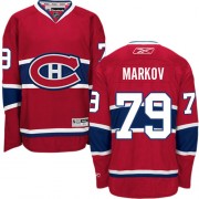 Reebok Montreal Canadiens 79 Men's Andrei Markov Red Premier Home NHL Jersey