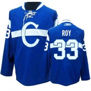 Reebok Montreal Canadiens 33 Men's Patrick Roy Blue Authentic Third NHL Jersey