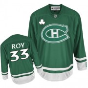 Reebok Montreal Canadiens 33 Men's Patrick Roy Green Authentic St Patty's Day NHL Jersey